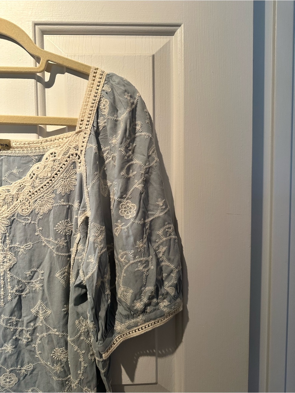 Democracy Light Blue Lace-Trim Peasant Top - Picture 2 of 4